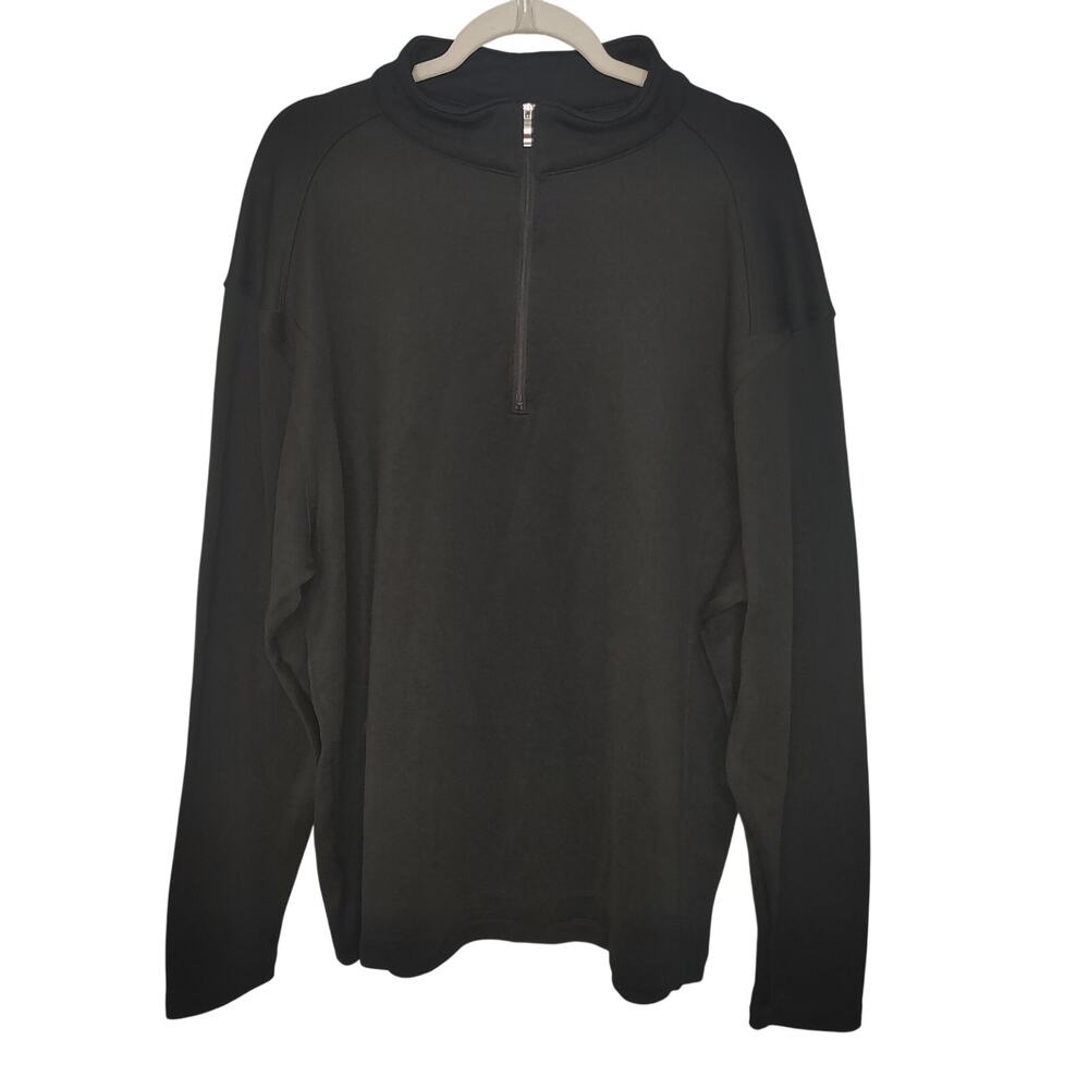 Nike Mens XXL Golf Jacket Black Quarter Zip Long Sleeve Cotton Blend